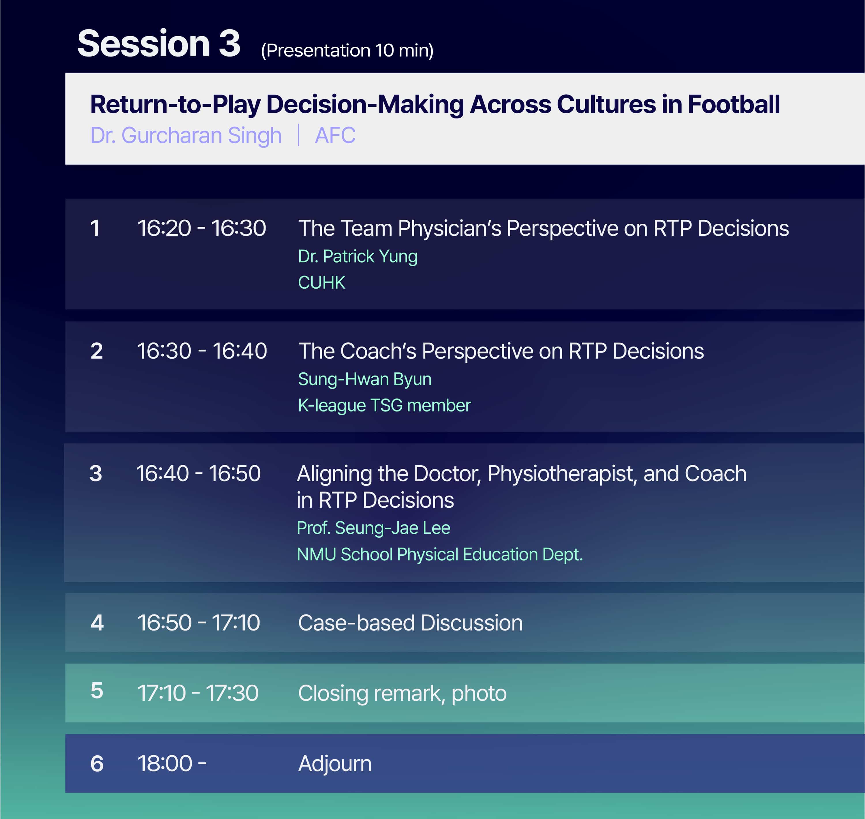 Sejong Asian Football Medicine Townhall Conference 2026 section03 schedule03